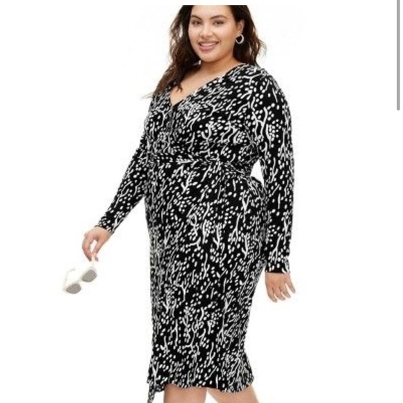 Women's Long Sleeve Midi Sea Spots Black Wrap Dress - DVF XXL - Picture 3 of 3